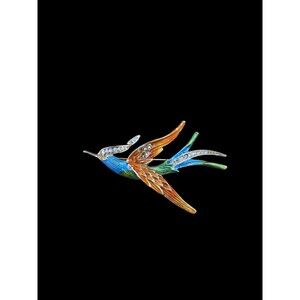 Vintage Enamel Phoenix Bird Brooch Pin